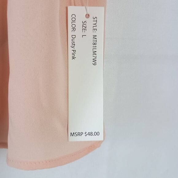 Zac & Rachel Dusty Pink V-Neck Elbow Sleeve Tunic Blouse L NWT - Picture 5 of 7